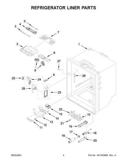Diagram: Refrigerator Liner Parts - see part 26