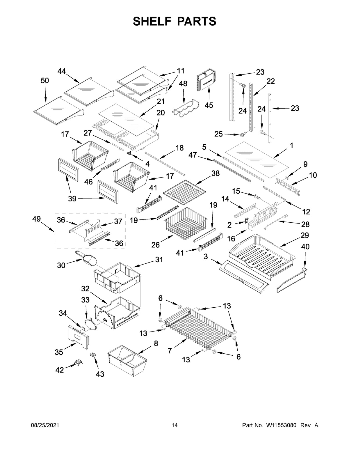 Diagram: Shelf Parts - see part 4