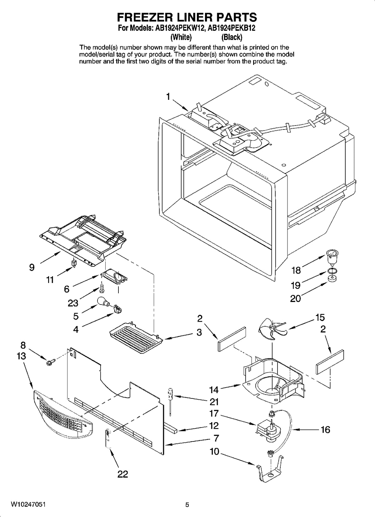 Diagram: Freezer Liner Parts - see part 16