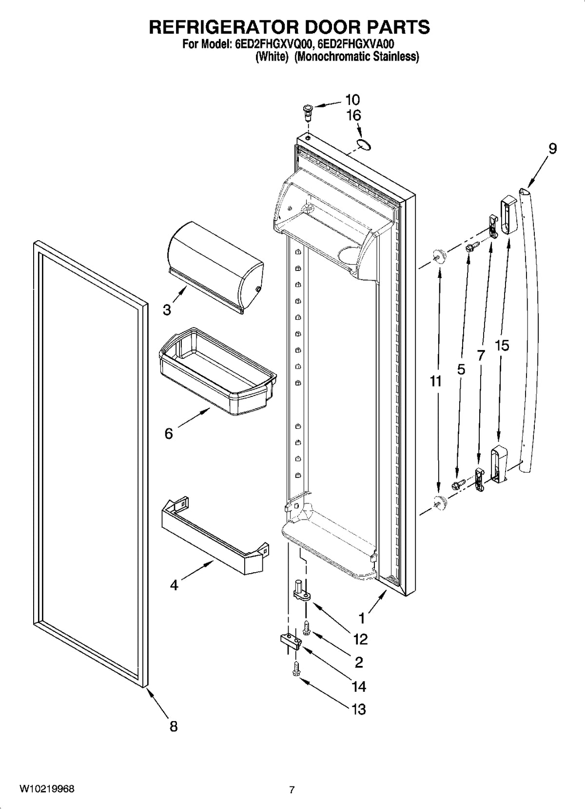 Diagram: Refrigerator Door Parts - see part 15
