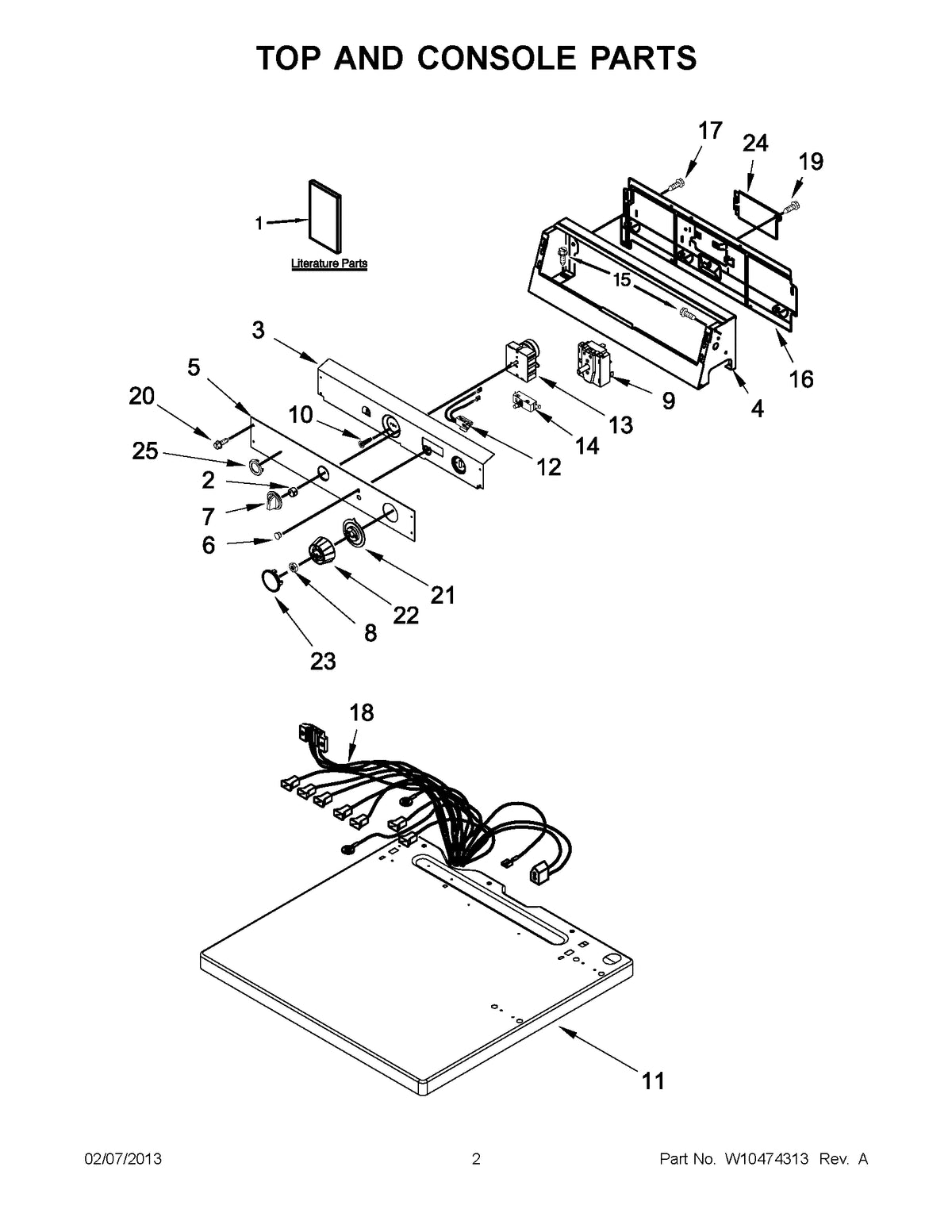 Diagram: Top And Console Parts - see part 18