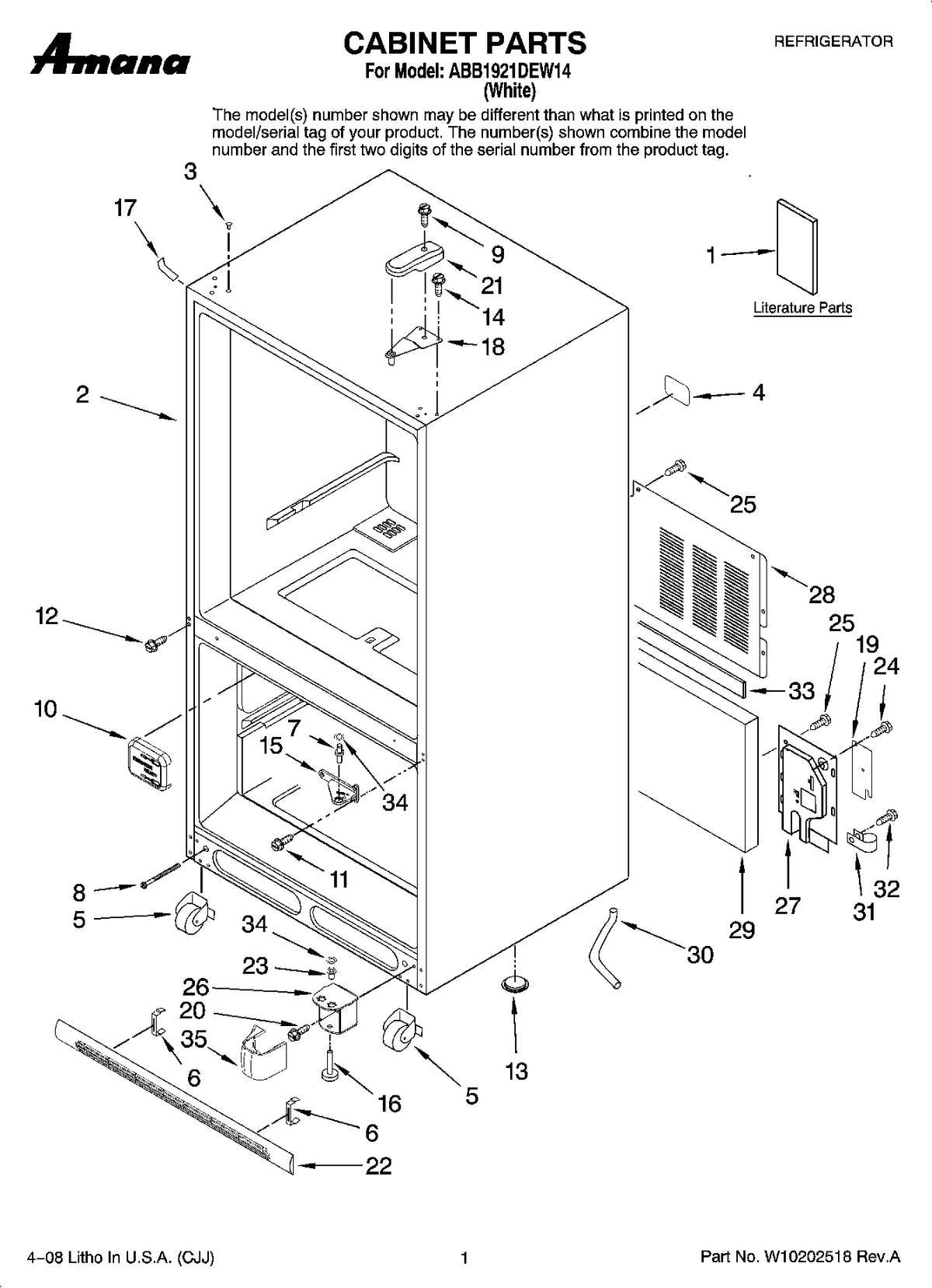 Diagram: Cabinet Parts - see part 31