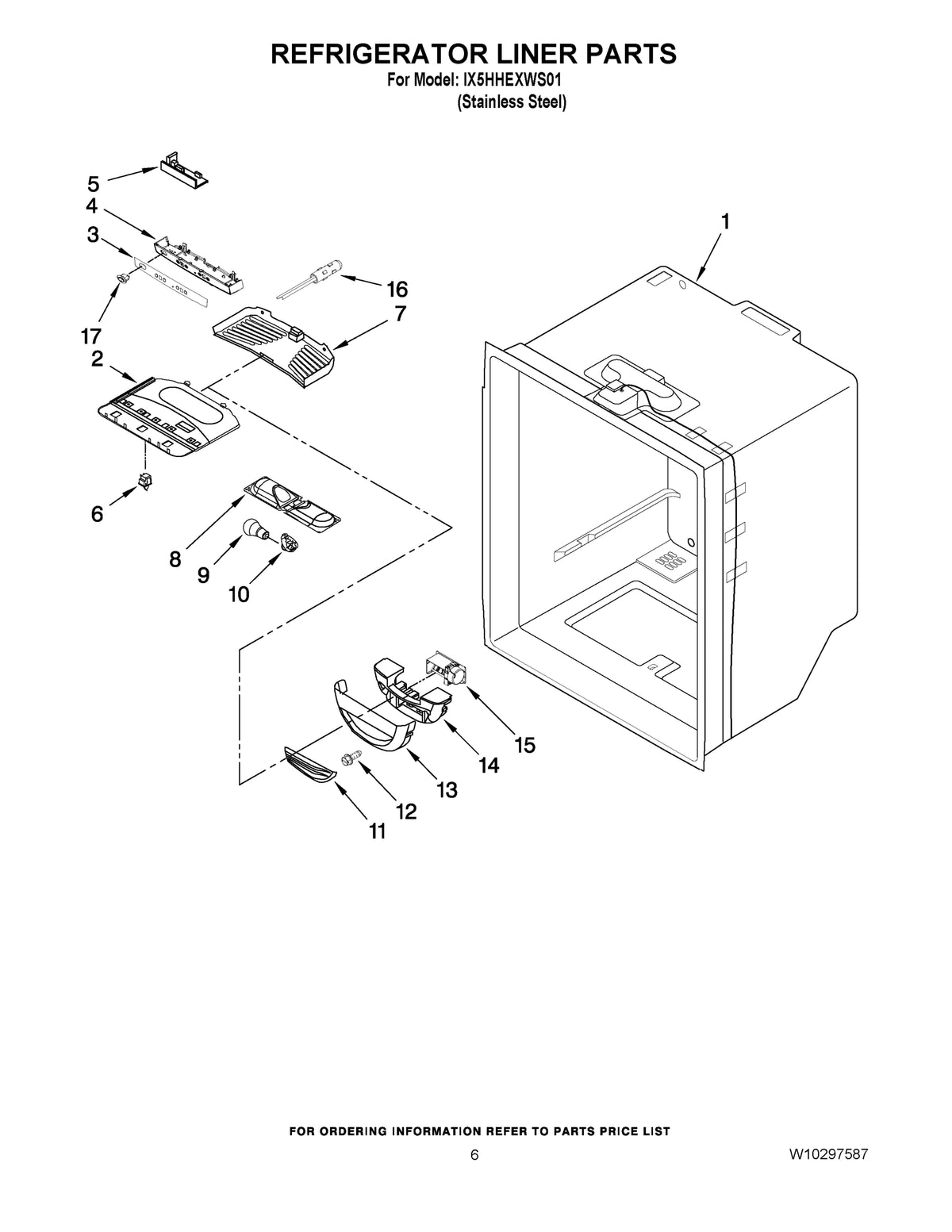 Diagram: Refrigerator Liner Parts - see part 3