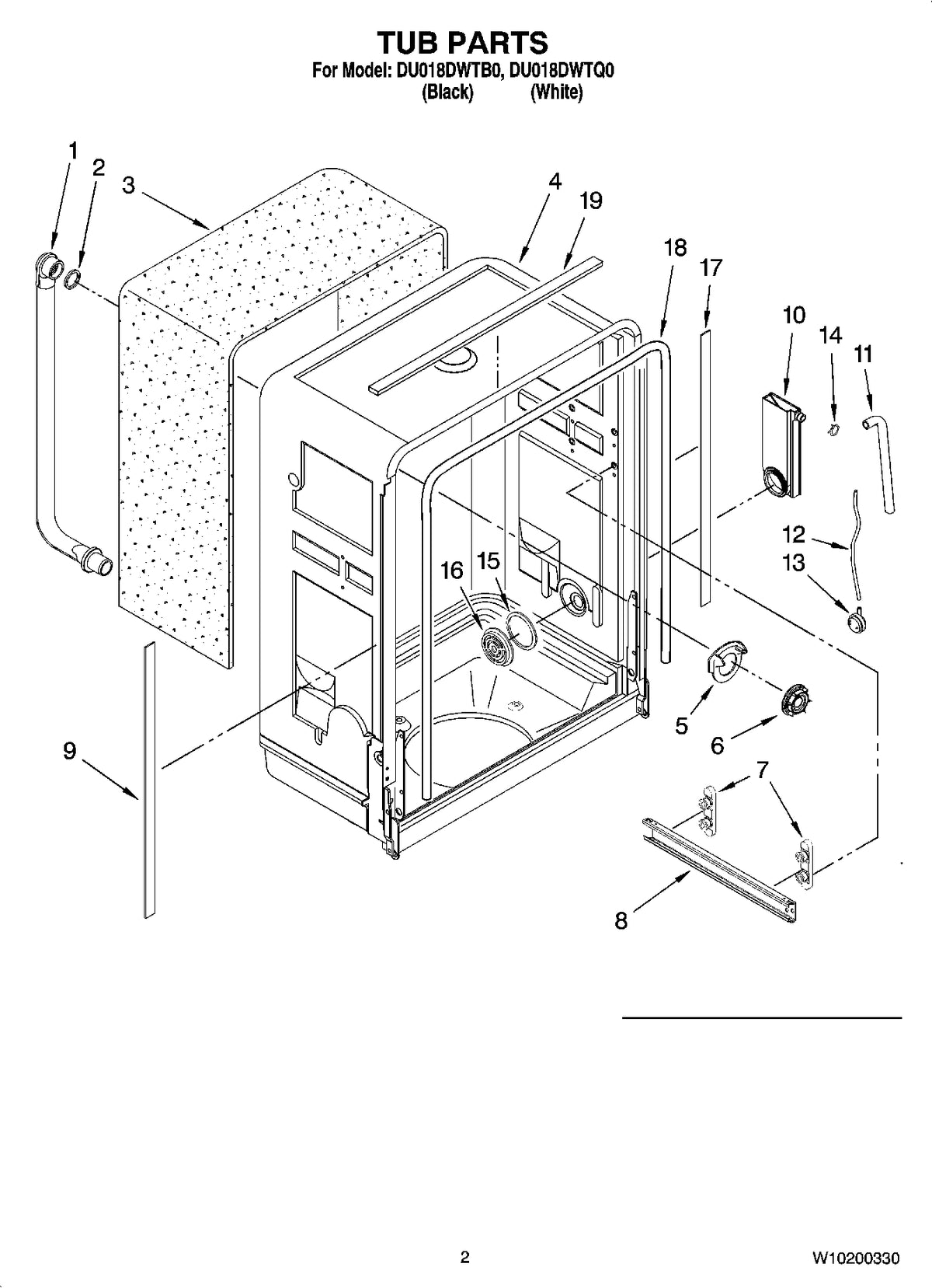 Diagram: Tub Parts - see part 13