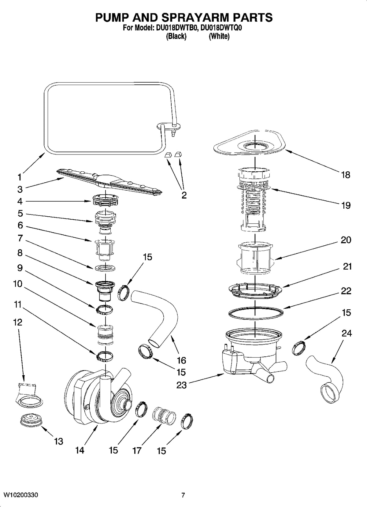 Diagram: Pump And Sprayarm Parts - see part 24