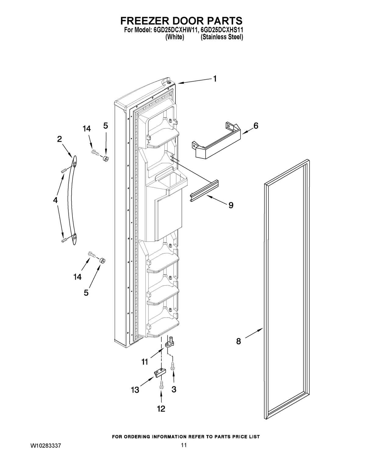 Diagram: Freezer Door Parts - see part 13