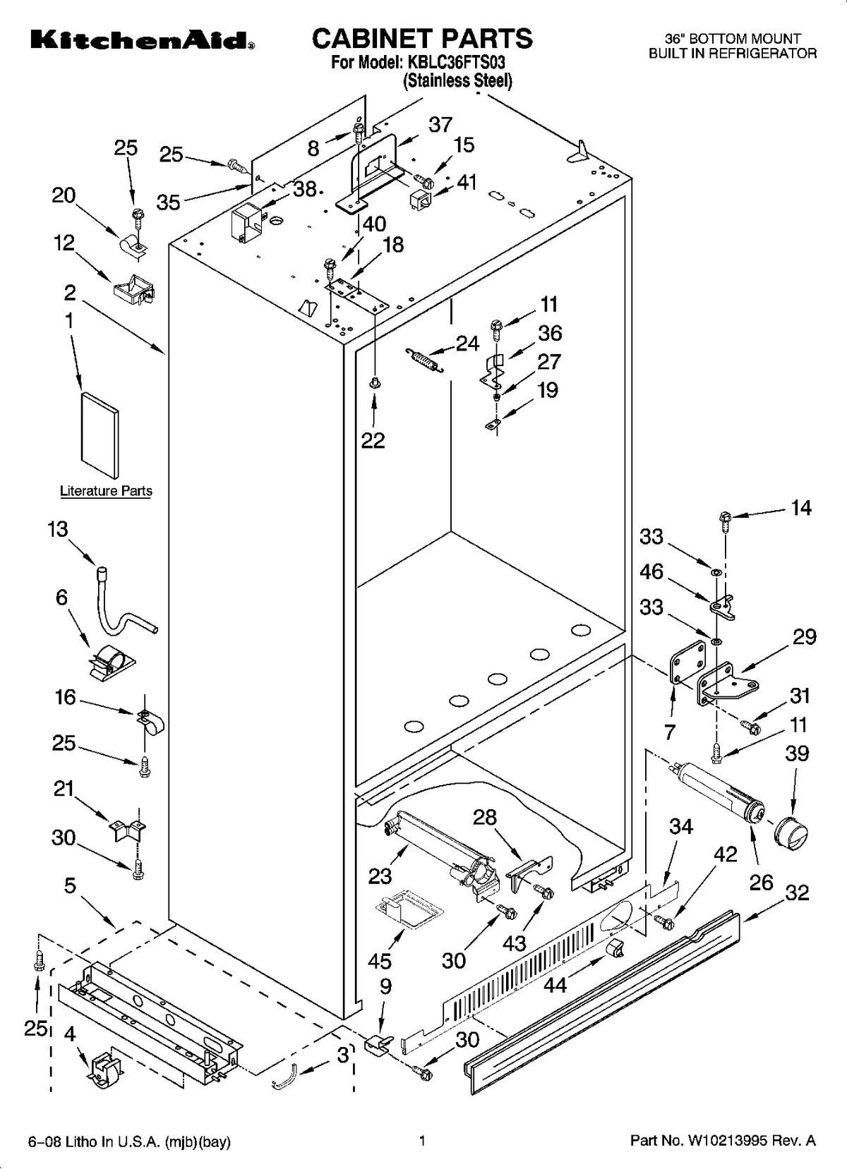 Diagram: Cabinet Parts - see part 46