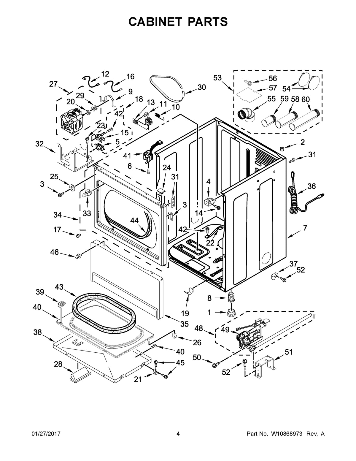 Diagram: Cabinet Parts - see part 3