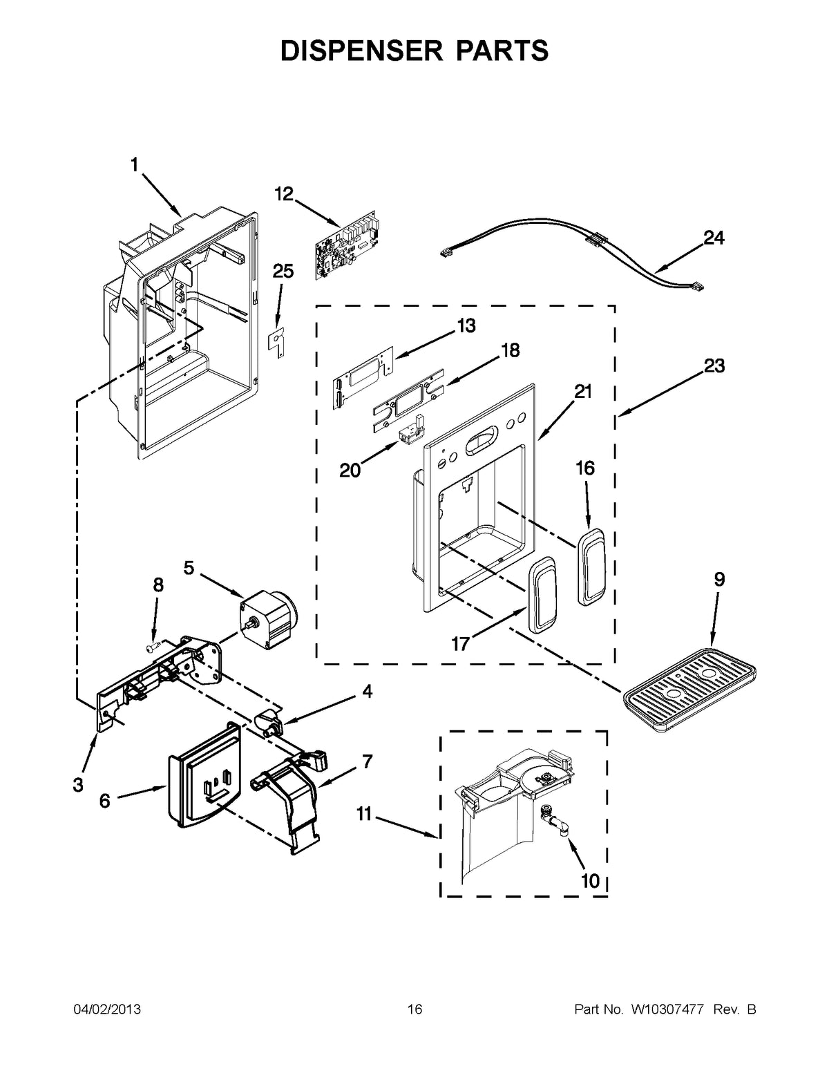 Diagram: Dispenser Parts - see part 20