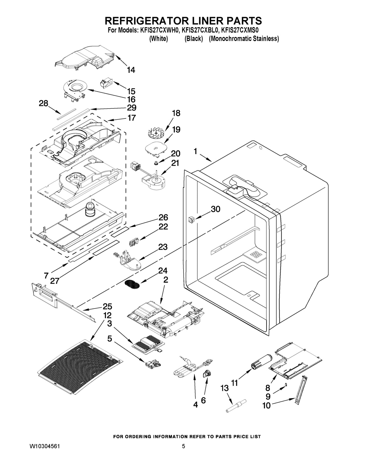 Diagram: Refrigerator Liner Parts - see part 24