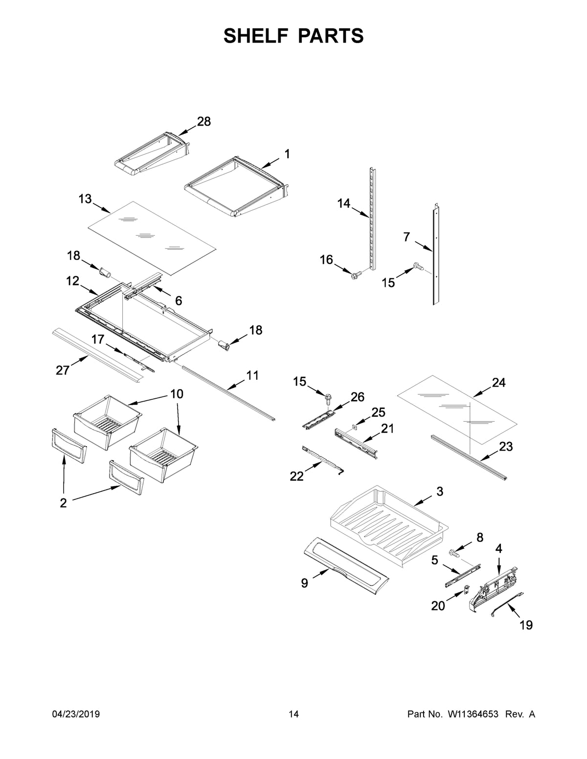 Diagram: Shelf Parts - see part 7A