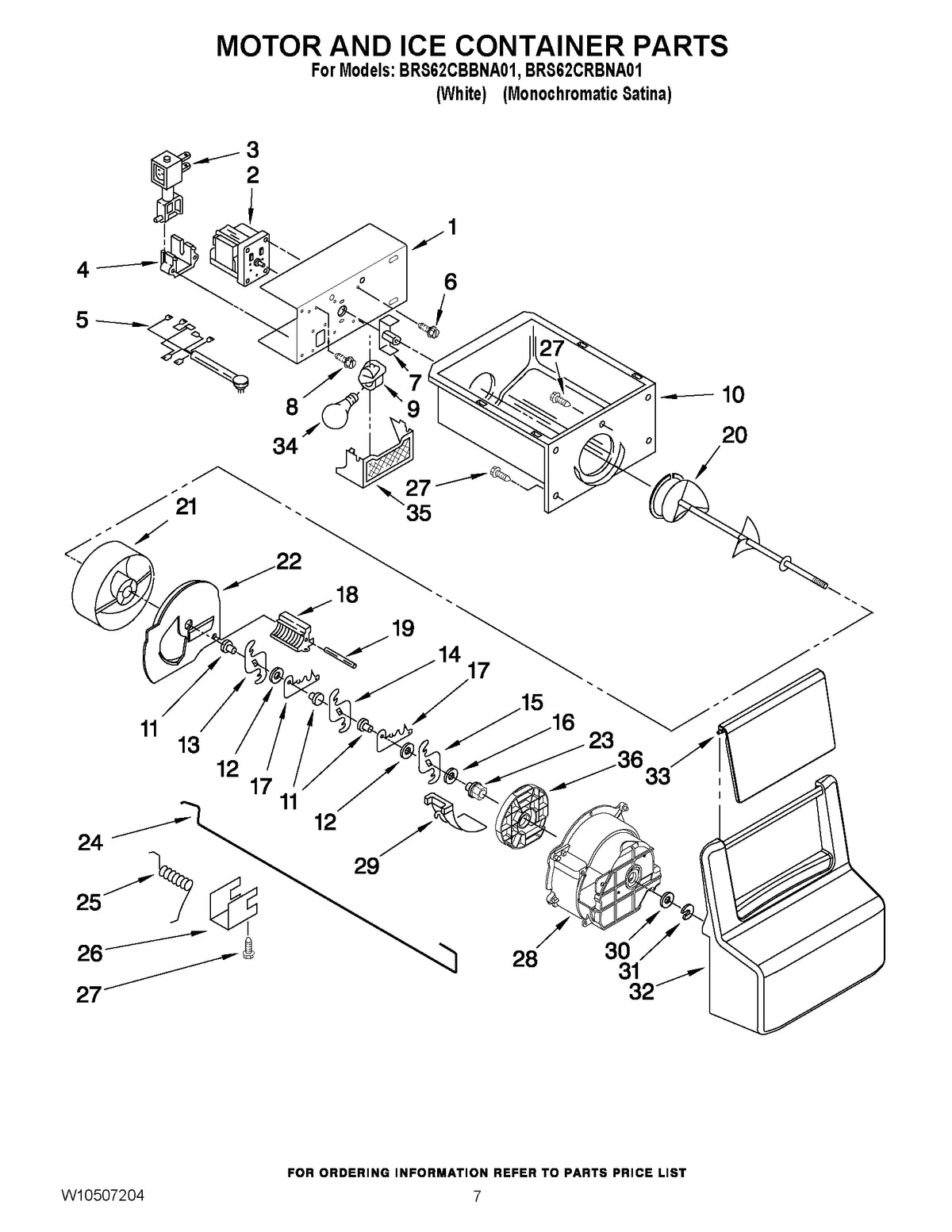 Diagram: Motor And Ice Container Parts - see part 1