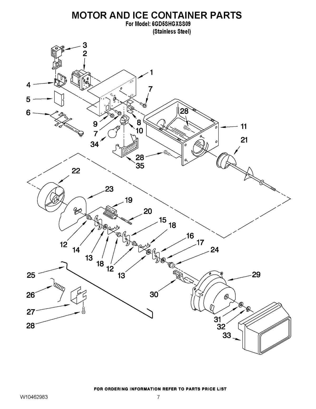 Diagram: Motor And Ice Container Parts - see part 16