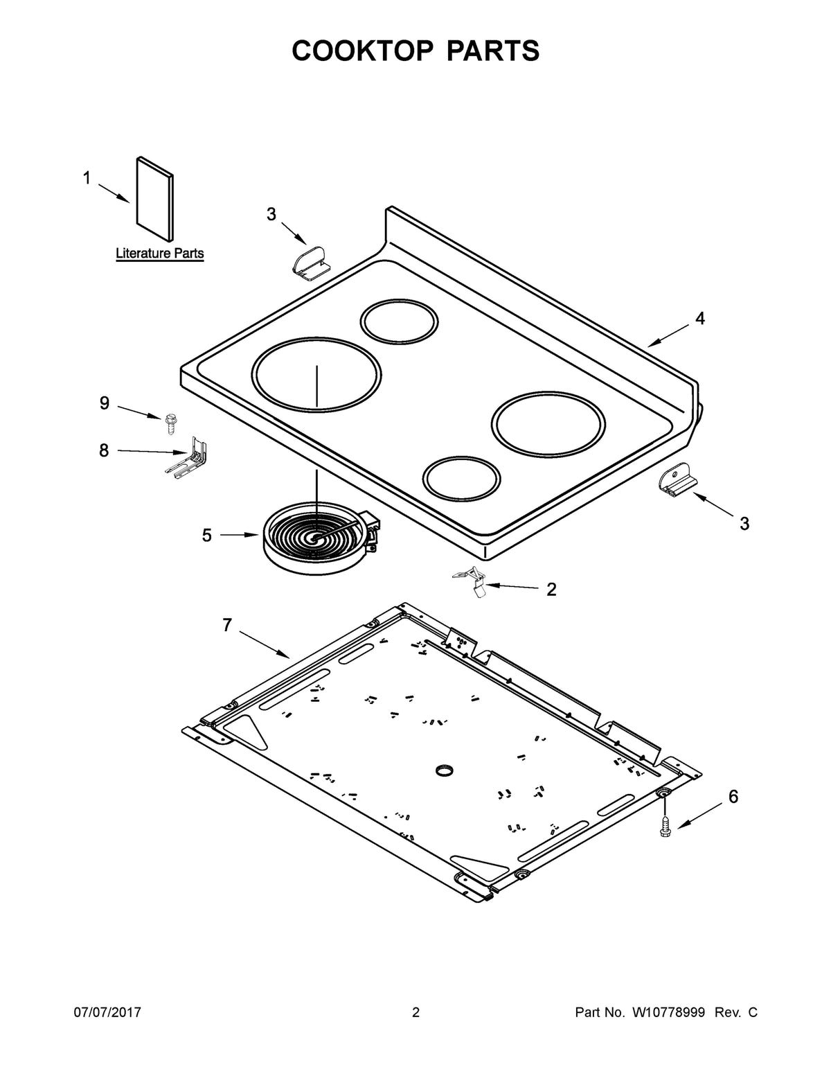 Diagram: Cooktop Parts