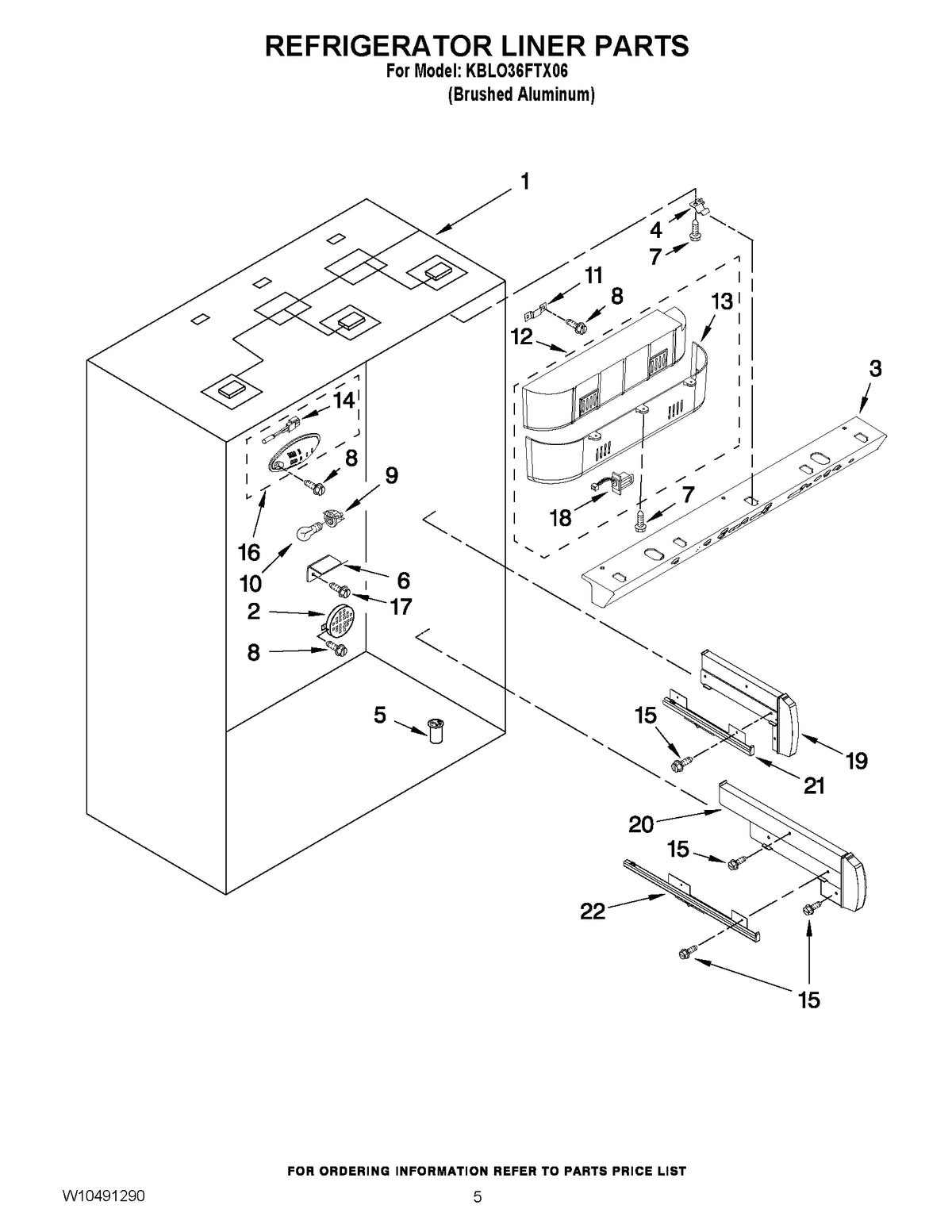 Diagram: Refrigerator Liner Parts - see part 3