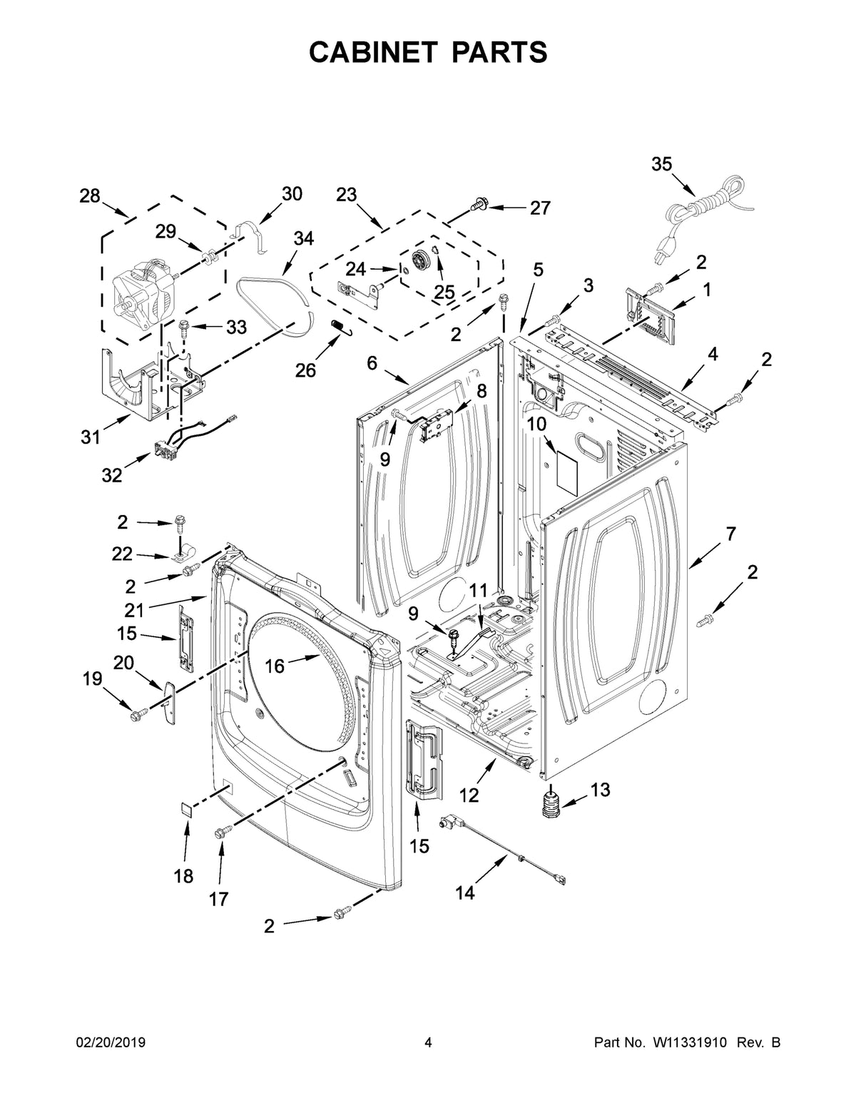 Diagram: Cabinet Parts - see part 5
