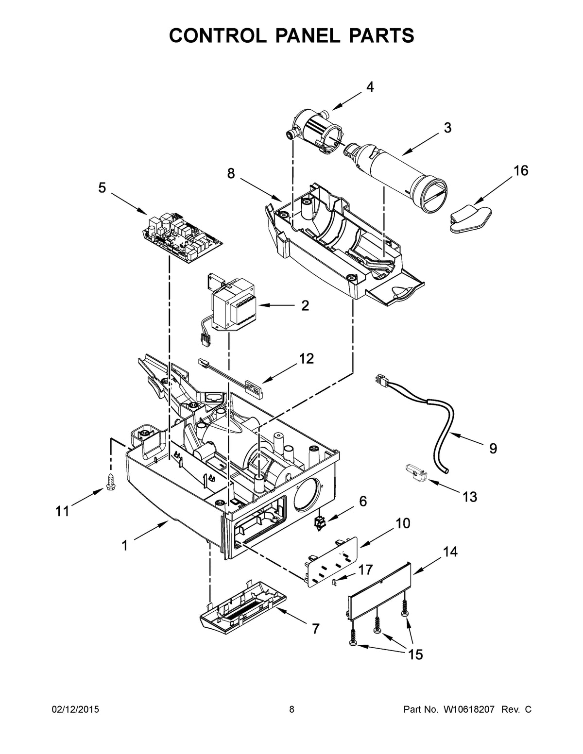 Diagram: Control Panel Parts - see part 14