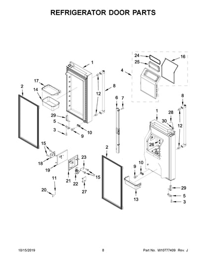 Diagram: Refrigerator Door Parts - see part 27