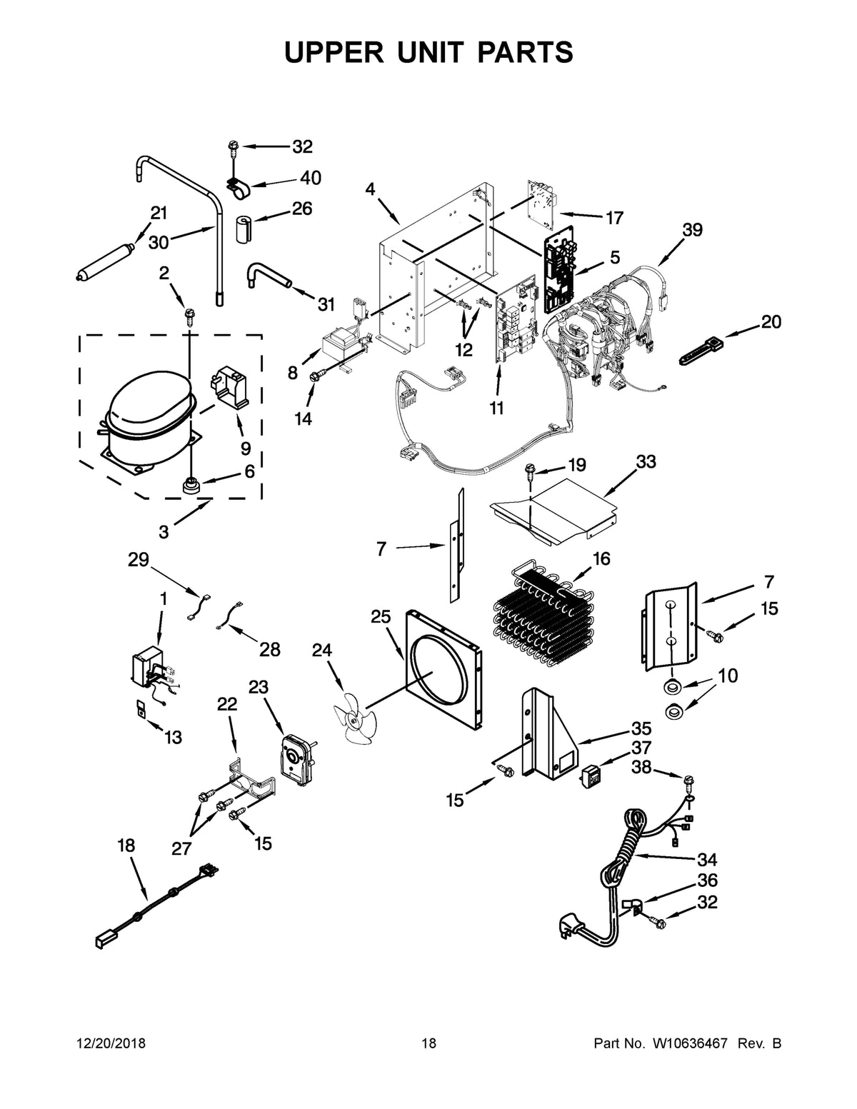 Diagram: Upper Unit Parts - see part 16