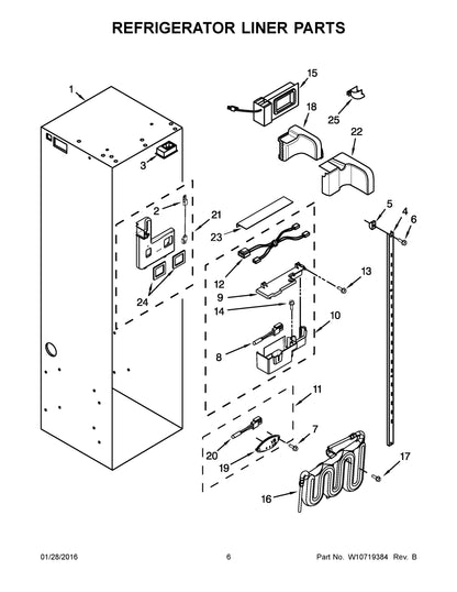 Diagram: Refrigerator Liner Parts - see part 16
