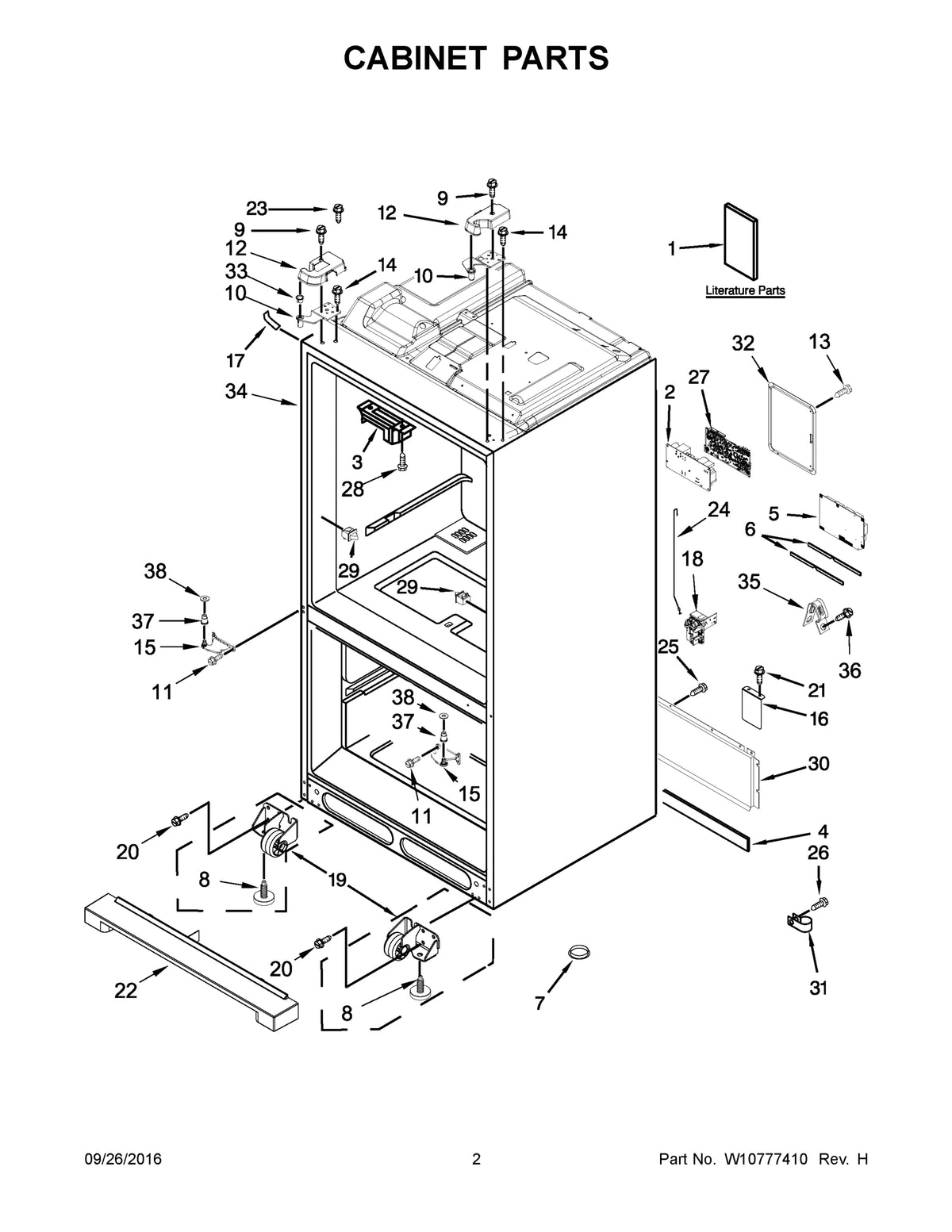 Diagram: Cabinet Parts - see part 33