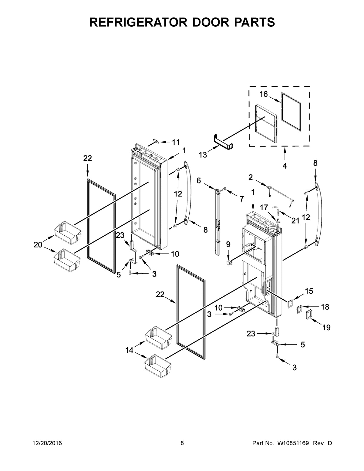 Diagram: Refrigerator Door Parts - see part 18