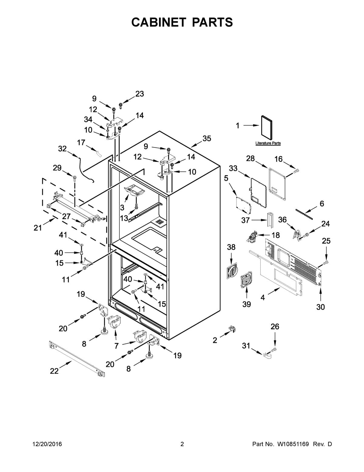 Diagram: Cabinet Parts - see part 7