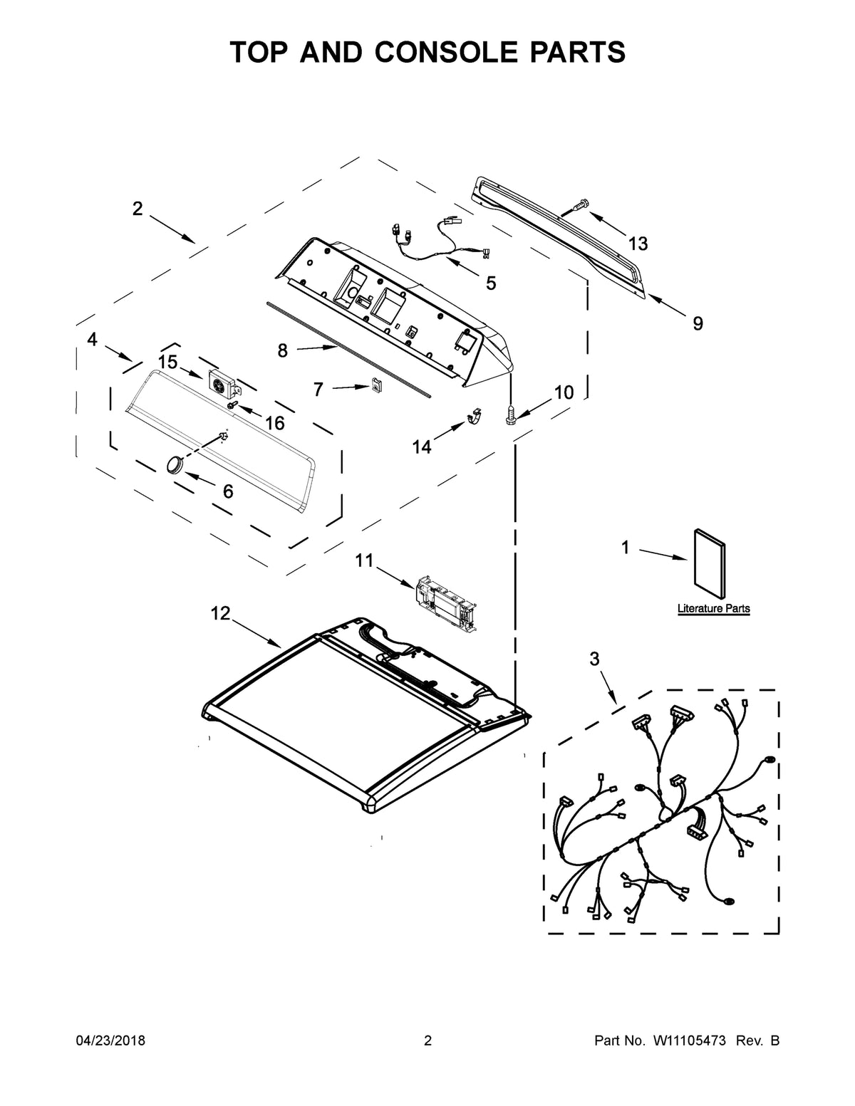 Diagram: Top And Console Parts - see part 3