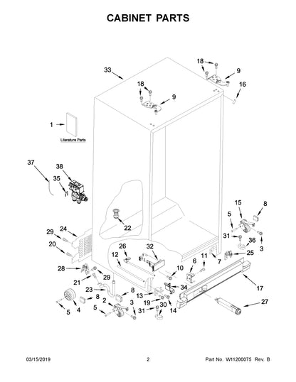 Diagram: Cabinet Parts - see part 35A