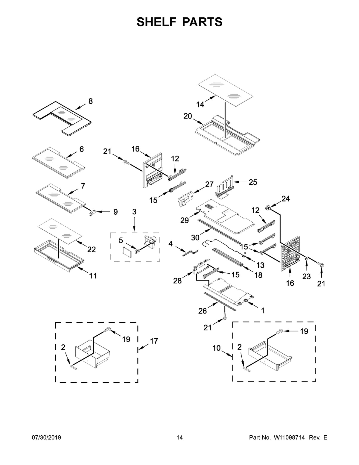 Diagram: Shelf Parts - see part 16