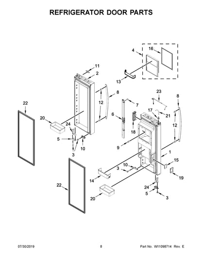 Diagram: Refrigerator Door Parts - see part 10B