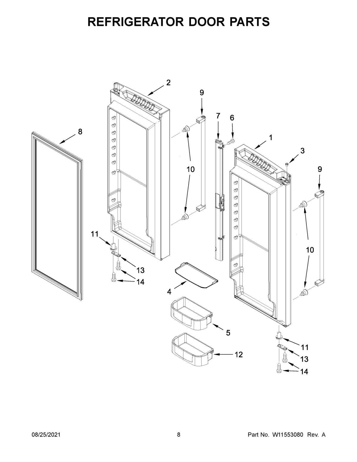Diagram: Refrigerator Door Parts - see part 8