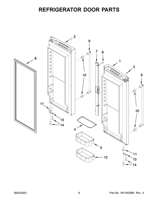Diagram: Refrigerator Door Parts - see part 8