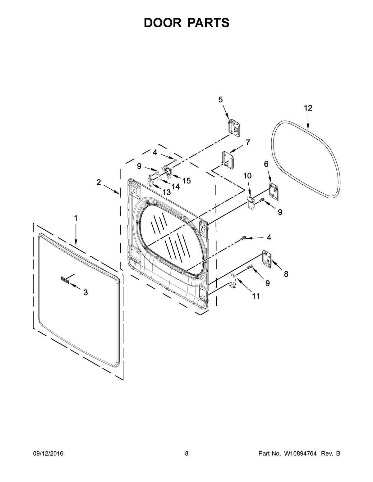 Diagram: Door Parts - see part 15A