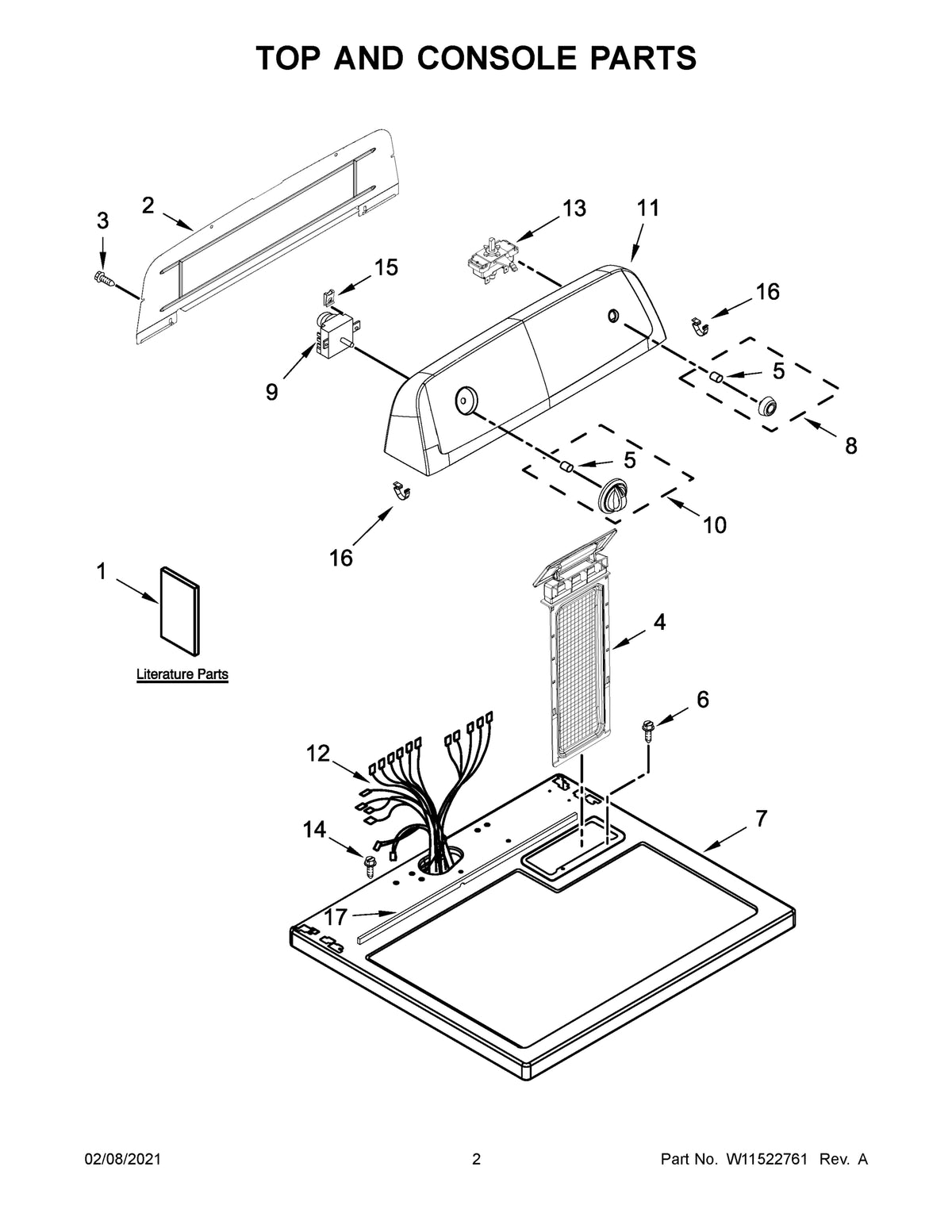 Diagram: Top And Console Parts - see part 12