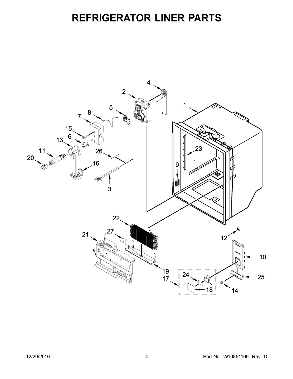 Diagram: Refrigerator Liner Parts - see part 6