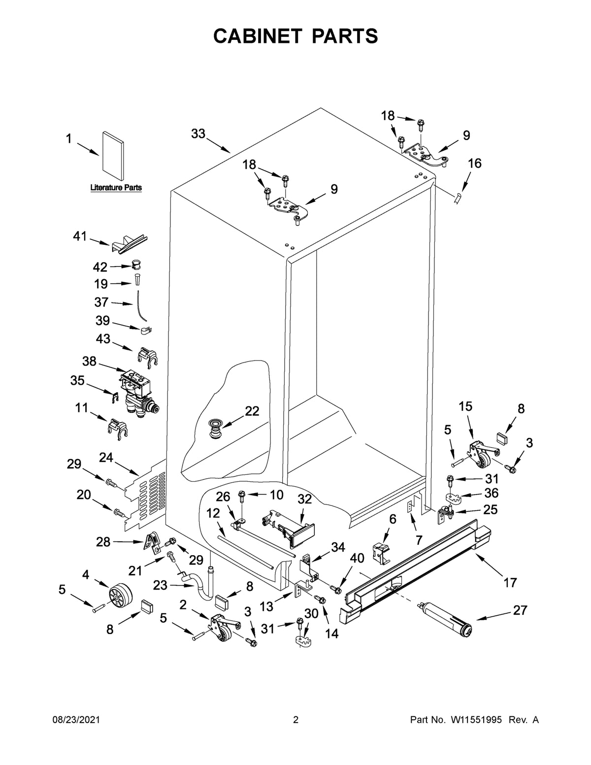 Diagram: Cabinet Parts - see part 11