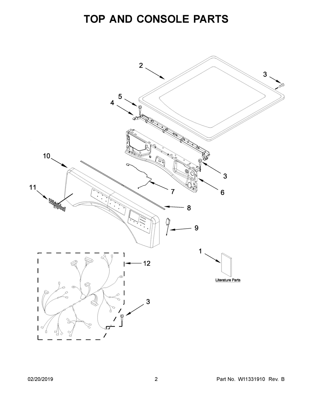 Diagram: Top And Console Parts - see part 12
