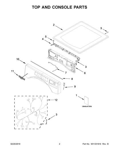 Diagram: Top And Console Parts - see part 12