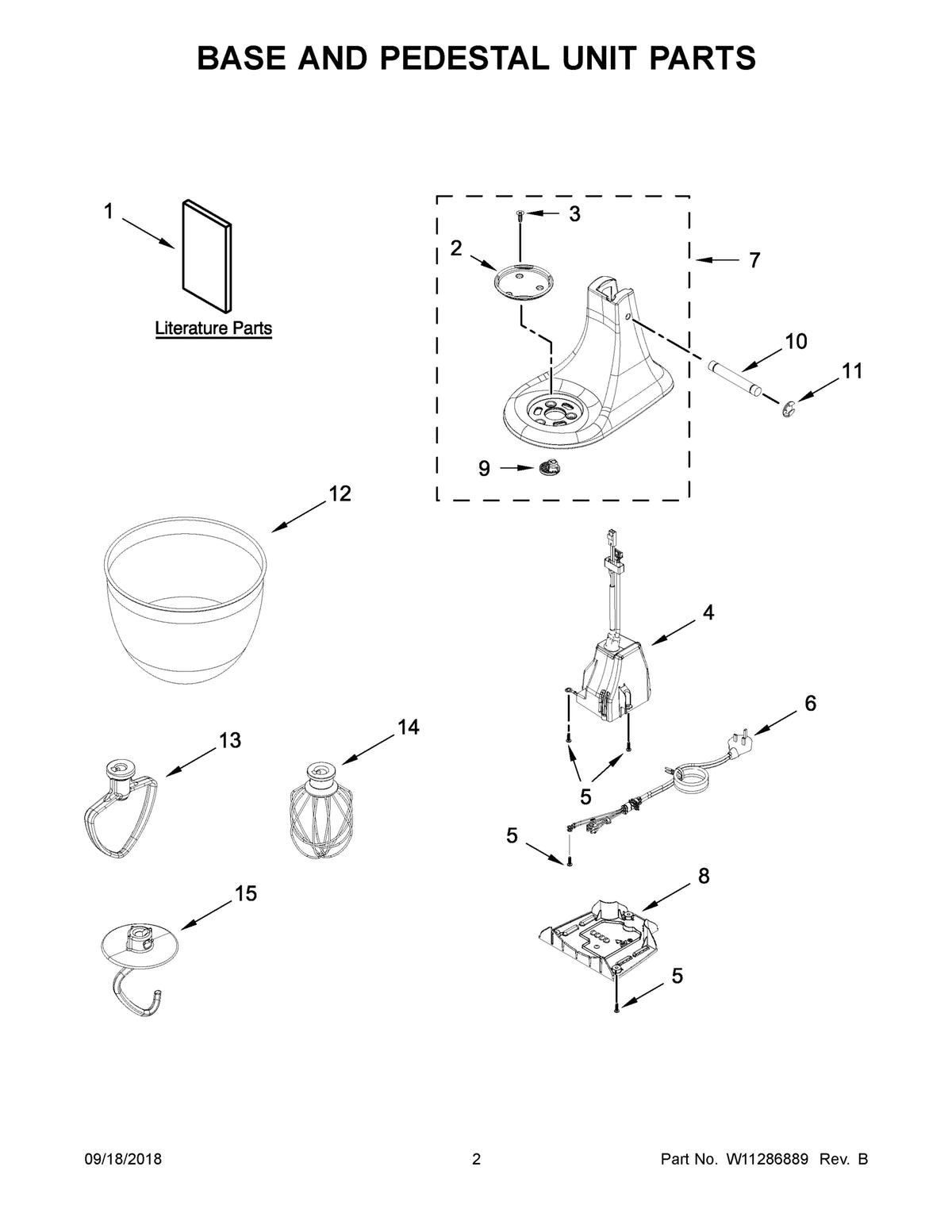 Diagram: Base And Pedestal Unit Parts - see part 7E