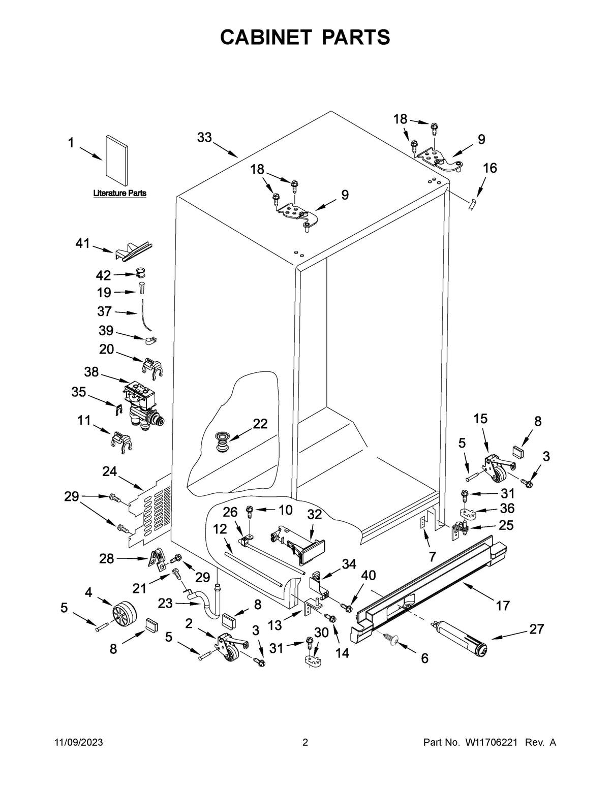 Diagram: Cabinet Parts - see part 28