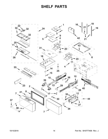 Diagram: Shelf Parts - see part 44