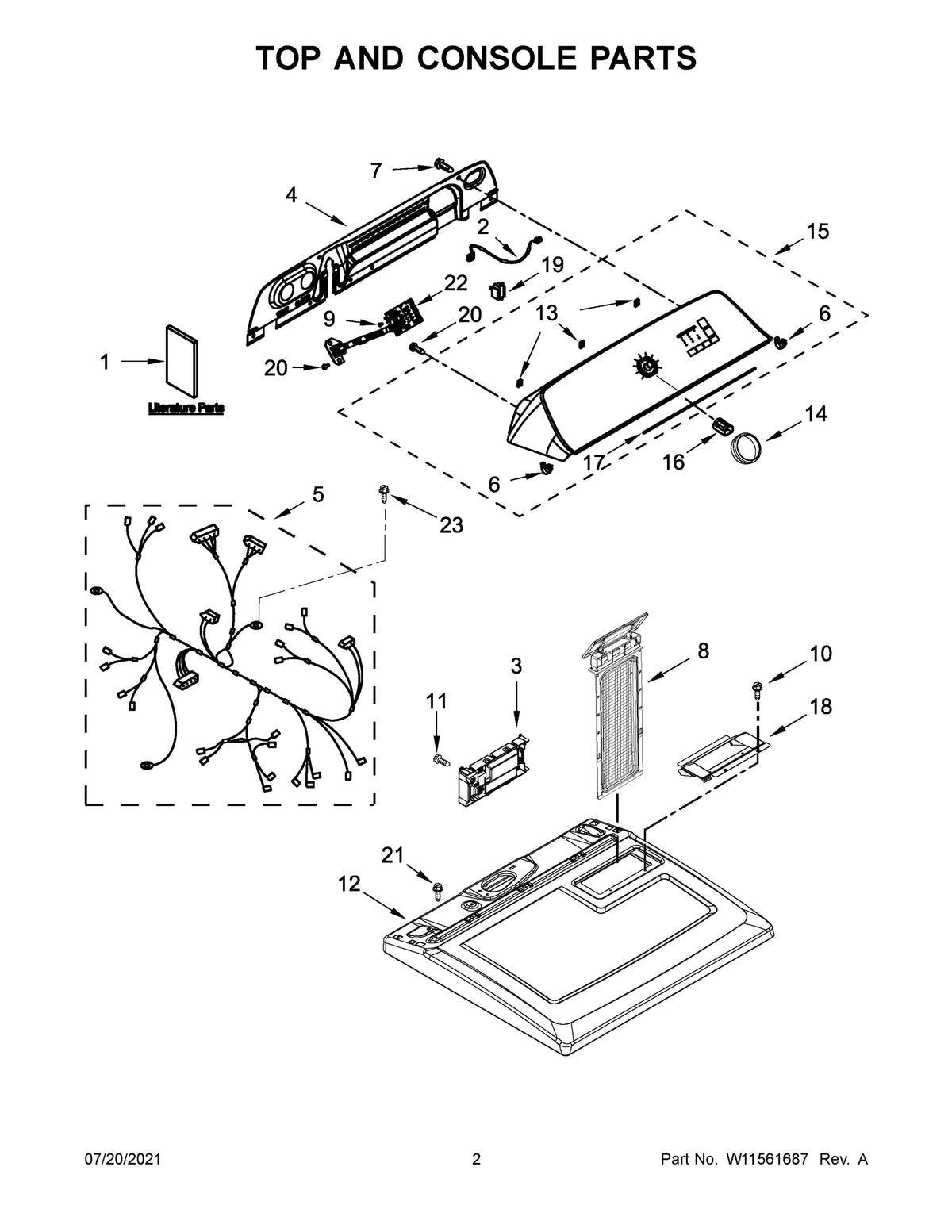 Diagram: Top And Console Parts - see part 5