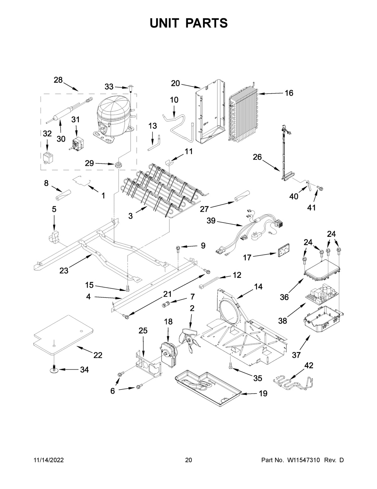 Diagram: Unit Parts - see part 10