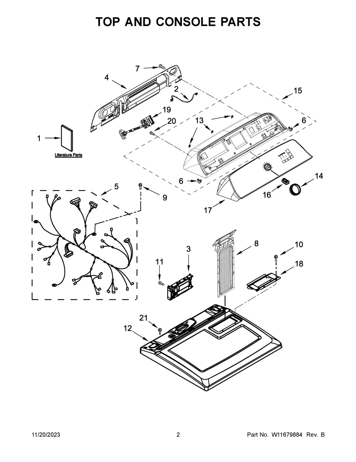 Diagram: Top And Console Parts - see part 15