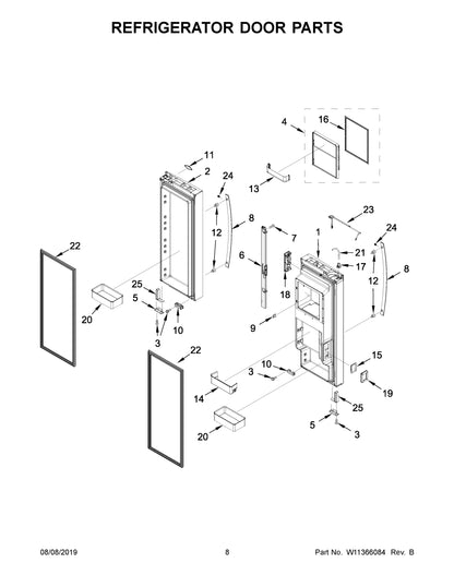 Diagram: Refrigerator Door Parts - see part 21