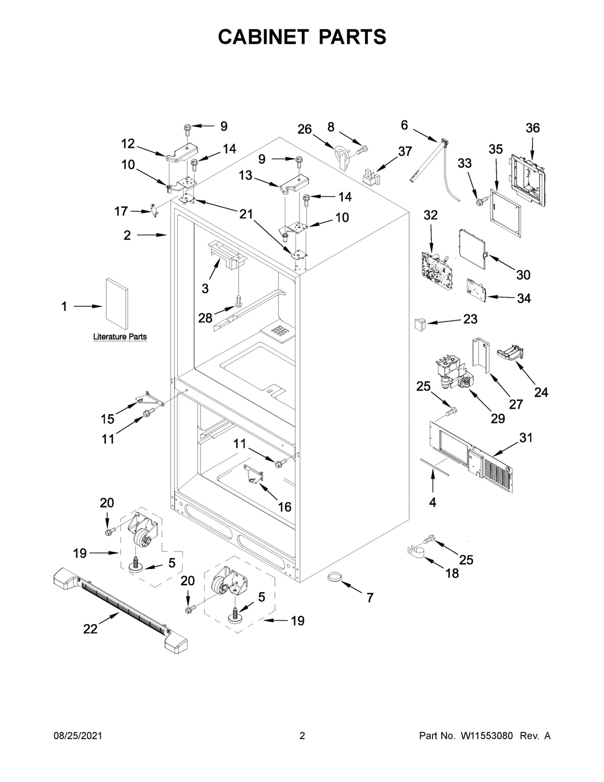 Diagram: Cabinet Parts - see part 4