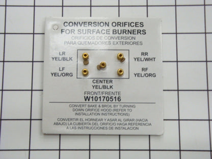 WPW10170516 Whirlpool LP Surface Burner Conversion Kit
