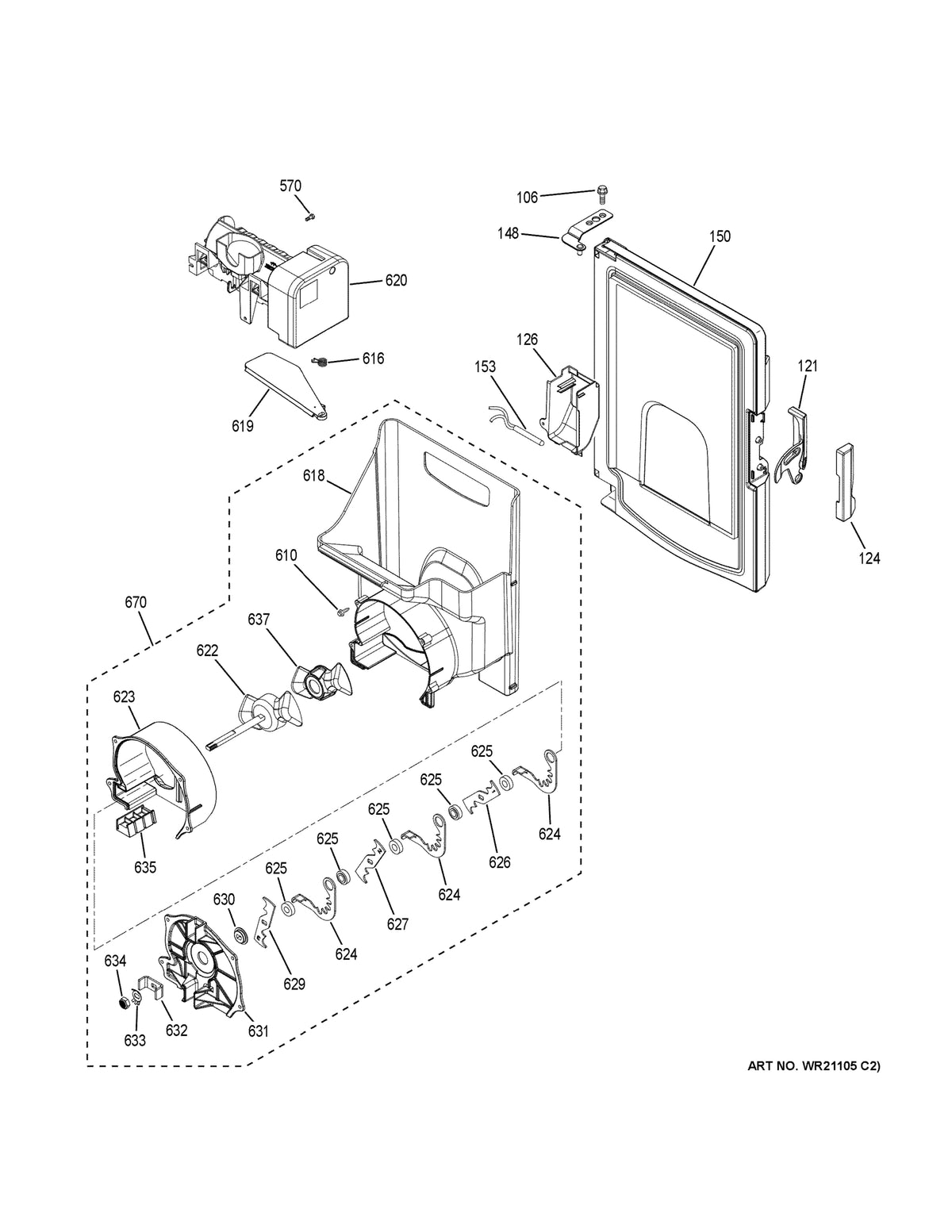 Diagram: Ice Maker & Dispenser - see part 637