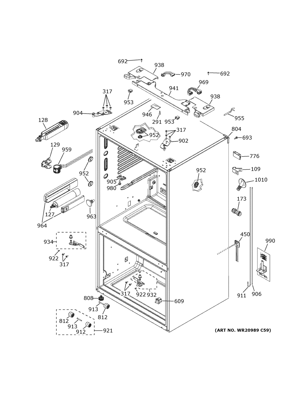 Diagram: Case Parts - see part 906
